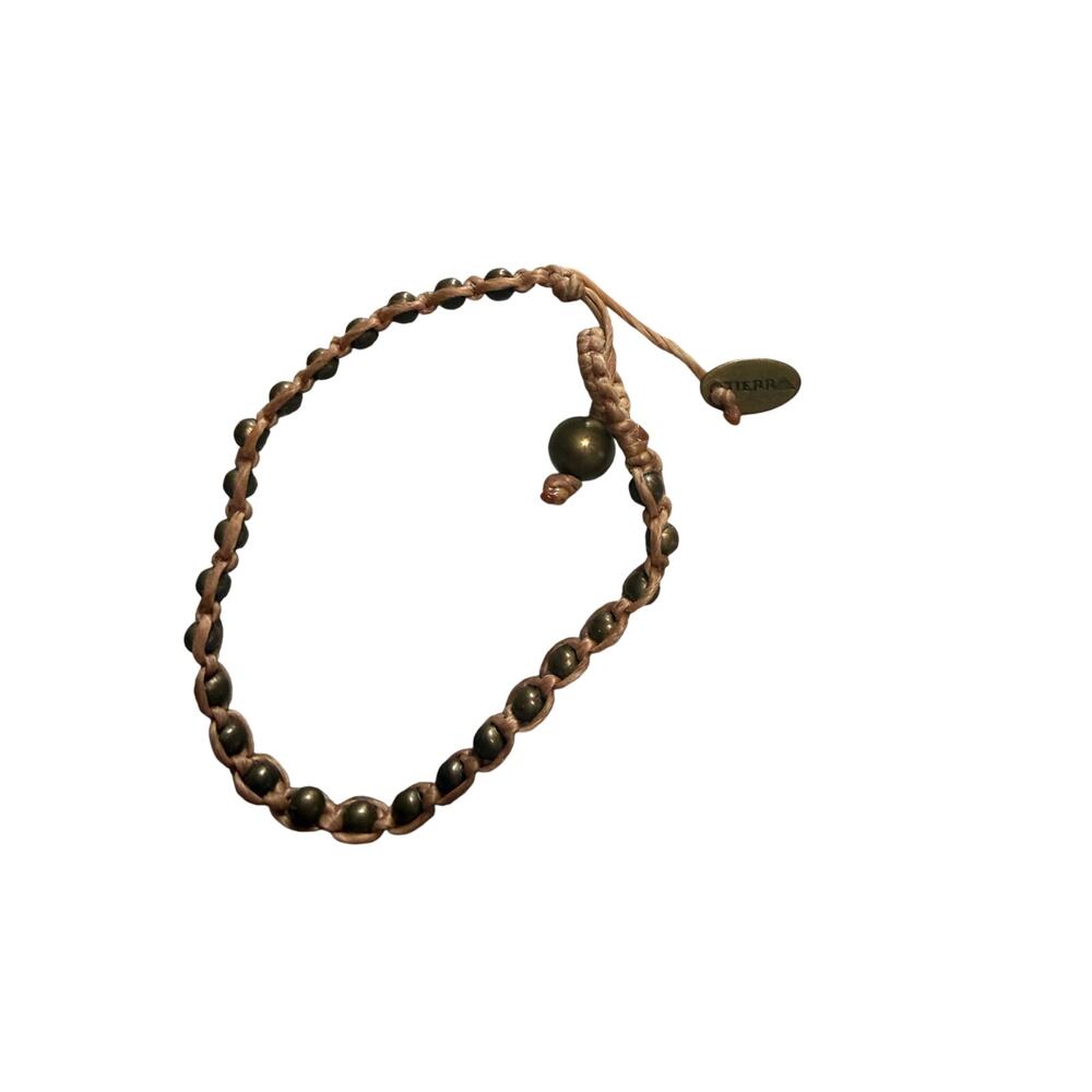 TIERRA Artisan handmade Bracelet BOho Brown stone beads 8"